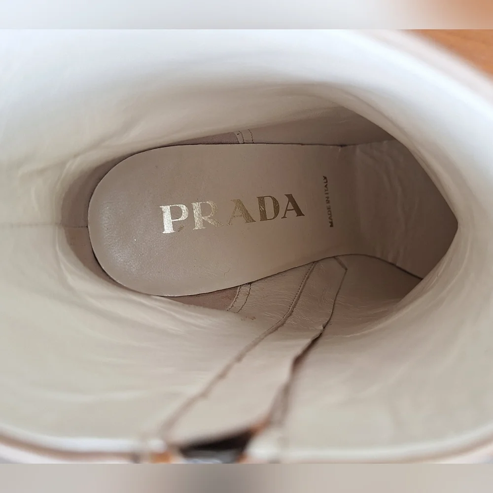 Vintage Prada Calfskin Leather Boots Two Tone Victorian Edwardian NEW Womens 6 - Picture 11 of 16